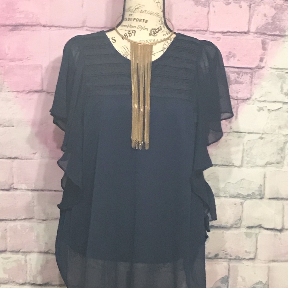 3/$12 Mudd navy blue blouse size (L)